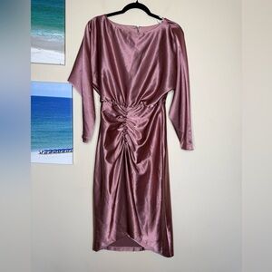 Julia Jordan BOAT NECK DOLMAN SLEEVE ruched satin  MIDI DRESS